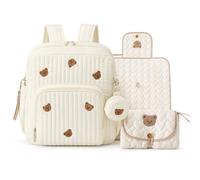 Cumnvulnt Baby Hospital Bag Large Capacity, Maternity Changing Bag with Embroidery, Bear Pattern Cute Nappy Tote for Travel, Hospital Stays, Pram Use & On-the-Go Daily Care