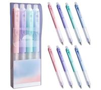 Cumnvulnt Blue Erasable Pens, 8pc 0.5mm Blue Gel Handwriting Pens with Rubbers on the End, Retractable Gel Pens Rub out Pens for Kids Adults Writing for School Office, Notes Taking, Bullet Journals