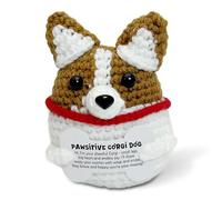 Cumnvulnt Emotional Support Crochet Corgis Plush, Corgi Gifts for Corgi Lovers Positive Crochet Animals with Inspirational Card, Handmade Knitted Gifts for Women, Friends, Coworkers