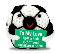 Cumnvulnt Handmade Crochet Football Gifts, Pocket Hug Positive Football, Football Gifts for Boys, Football Coach Gift for Boys Girls Room Decoration Crochet Collectibles