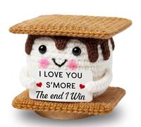 Cumnvulnt Positive Crochet S'more Marshmallow Doll- Handmade Crochet Gifts, Cute Emotional Support Plush, Thoughtful Womens Birthday Presents, I Love You Plush with Card