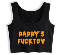 Cumslut Sleeveless Daddy's Fucktoy Breeding Cum Slut Hotwife Crop Top Cotton Vest Tank Top Black