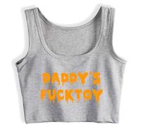Cumslut Sleeveless Daddy's Fucktoy Breeding Cum Slut Hotwife Crop Top Cotton Vest Tank Top Silver