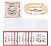 Cumule 12 Sets Teacher Appreciation Gift for Women Beaded Teacher Bracelets with Blessing Cards Opp Pouches Teachers' Day Back to School Graduation Birthday Retirement End of Year Gifts from Student