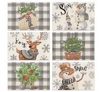 Cumule Grey Snowman Snowflakes Placemats Let it Snow Winter Placemats Set of 6 Winter Christmas Table Mats for Party Kitchen Dining Decoration 12 x 18 Inch