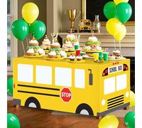 Cumule School Bus Tablecloth First Day of School Party Table Cloth Cover School Bus Theme Party Birthday Decoration Washable Polyester Rectangle Table Cover Decor for Nursery Party Back to School Day