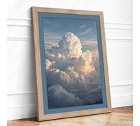 Cumulus Ascendant Minimalist Framed Wall Art Print A4 (29.7×21cm) Oak, Wall Decor for Living Room, Bedroom, Office & Home, Ready to Hang, Art Gift