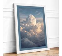 Cumulus Ascendant Minimalist Framed Wall Art Print A4 (29.7×21cm) White, Wall Decor for Living Room, Bedroom, Office & Home, Ready to Hang, Art Gift