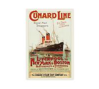 Cunard Cruises from Liverpool to New York Boston Vintage Travel Poster Canvas Wall Art Posters And Prints Room Aesthetic Bedroom Office Decor 12x18inch(30x45cm)
