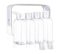 Cunegra 4 Pcs Travel Bottles for Toiletries, 100ml Portable Travel Containers with Storage Bag & White Label, Leakproof and Refillable Clear Bottles for Toiletries,Soap,Shampoo and Conditioner