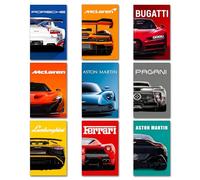 Cunegra 9 Pcs Car Posters, Super Car Poster Canvas Wall Art, Modern Racing Cars Prints, Cool Canvas Wall Art for Man Boys Room Bedroom Aesthetics Decor