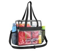 Cunegra Clear Tote Bag with Zipper and Shoulder Strap, Large PVC Transparent Toiletry Bag, Waterproof See Through Cosmetic Wash Crossbody Bag