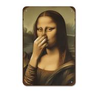 Cunegra Funny Bathroom Wall Art, Humorous Mona Lisa Wall Decor, Vintage Mona Lisa Holding Nose Pictures for Toilet, Unique Novelty Pictures for Bathroom Restaurants Bar Decoration