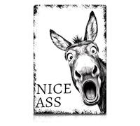 Cunegra Funny Donkey Bathroom Wall Art Decor, Bathroom Wall Art with Quote, Humour Donkey Decor Poster, A4 Nice Ass Metal Vintage Tin Sign for Bar Home Toilet Restroom