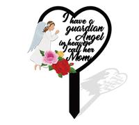 Cunegra Metal Mum Memorial Stake, Rose Angle Heart Shaped Plaques for Loss of Mom Graveside, Waterproof Cemetery Decorations Memorial Plaques, Mothering Sunday Memorial Gifts for Outdoors Lawn Yard