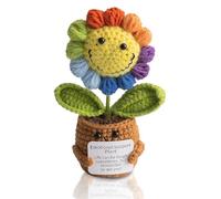 Cunegra Positive Crochet Sunflower, Handmade Crochet Flowers Knitted Potted Flowers with Encouragement Card, Funny Emotional Support Plant for Women Men Home Decor