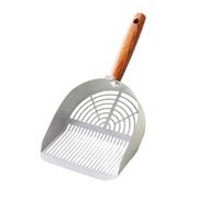 Cunegra Stainless Steel Cat Litter Scoop, Metal Cat Litter Scoop with Wooden Handle, Easy to Clean Cat Litter Scooper with Dual-Width Holes Suitable for Clumping Litter