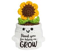 Cunegra Teacher Gifts for Women, Handmade Knitted Positive Sunflower with Card, Thank You for Helping Grow, Emotional Support Plant, Teacher Appreciation Gifts from Students