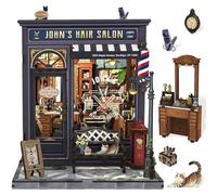 Cunfun Book Nook - Mini Houses and Miniature Puzzle Pieces with Reliefs of Three-Dimensional Puzzle Pieces, as a Gift for Female Puzzle Lovers (John's Hair Salon)