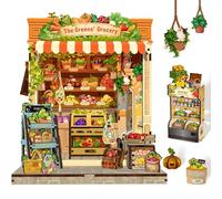 Cunfun Book Nook - Mini Houses and Miniature Puzzle Pieces with Reliefs of Three-Dimensional Puzzle Pieces, as a Gift for Female Puzzle Lovers (The Greens' Grocery)