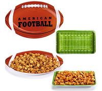Cunhill 12 Pieces Football Party Trays American Football Serving Trays Reusable Food Snack Plates Dessert Platter for Party Supplies Kids Birthday Decoration