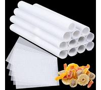 Cunhill 16 Pieces Silicone Dehydrator Sheets Non Stick Silicone Non-stick Food Fruit Dehydrator Mats Reusable Steamer Mesh Mat for Machine, Square (14 x 21 Inch)