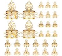 Cunhill 24 Pcs Mini Candy Bottles with Cute Ribbon Bow Gold Plastic with Lids Champagne Storage Candy Favor Containers for Wedding Bridal Shower Party Favors Thank You Gifts