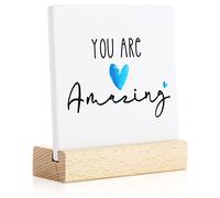 Cunhill Inspirational Quotes Desk Decor Positive Plaque With Wooden Stand Motivational Sign Graduation Gifts for Colleague Coworker Nurse Teacher Granddaughter (You Are Amazing)
