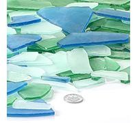 Cunhill Sea Glass for Crafts 3 Color Frosted Sea Glass Bulk Cobalt Blue Light Green and Clear Sea Glass Pieces for Wedding Home DIY Decoration(45 oz)