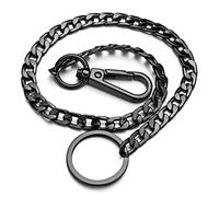 Cunluna Keychain 42Cm Long Metal Keychain Wallet Belt Chain Rock Punk Trousers Pant Hiphop Jewelry Men Key Ring Chain-Black
