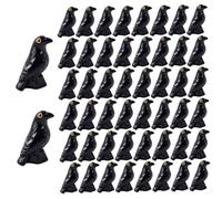 Cunlvyyds 50Pcs Black Crows, 0.6x1 Realstic Crow Mini Resin Figures, Mysterious Halloween Mini Resin Animals For Halloween Party Decor, Animals