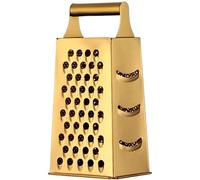 Cunlvyyds Cheese Grater, Stainless Steel Box Grater with 4 Sides, 9.3 Inch Height Vegetable Slicer with Handle, Portable Graters for Kitchen, Gold, Box