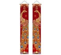 Cunlvyyds Diwali Banner Decorations 1 Pair 71x12 Inch Peacock Diwali Decor Porch Sign Hanging Puja Decorations for Home, Decor