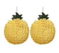 Cunlvyyds Fuzzy Ball Hand Towel, 2Pcs Breathable Hand Towels with Hanging Loops, Soft Small Towels for Hands (C2592 Pineapple), Small