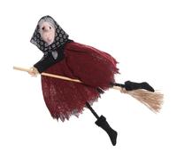 Cunlvyyds Halloween Witch Ornaments, Kitchen Witch Doll, 6.3x9.5 inch Decorative Doll on Broomstick, Flying Figures on Broomsticks