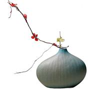 Cunlvyyds Ikebana Vase, Japanese Vase with Striped Surface 5.5x2x4 Inch Vintage & Creative DIY Freindly Ceramic Flower Pot for Floral Arrangement, Hydroponic Plant