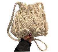 Cunlvyyds Macrame Purse, Boho Crochet Crossbody Bag with Drawstring, Crochet Purses for Women Summer Women's Summer Bucket Bag Beach