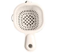 Cunlvyyds Mini Colander, Double-Layer Vegetable Washing Basket with Handle, Detachable Plastic Fruit Cleaning Bowl with Strainer, Beige, Vegetable Washing Basket