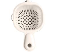 Cunlvyyds Mini Colander, Double-Layer Vegetable Washing Basket with Handle, Detachable Plastic Fruit Cleaning Bowl with Strainer, Hanging Fruit Strainer, Beige, Spinner and