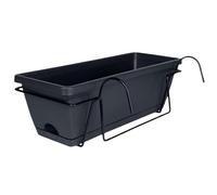 Cunlvyyds Railing Planter Box 17'' Heavy Duty Balcony Planter with Saucer Tray Breathable Outdoor Hanging with Drainage Holes Over The Railing Boxes, Over The Boxes