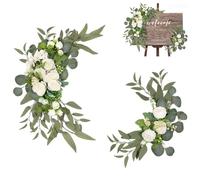 Cunlvyyds Wedding Arch Flowers 2PCS Realistic Peony Artificial Flowers with Green Leaves for Wedding Ceremony Reception Arrangement Home Decor, White