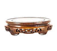 Cunlvyyds Wood Base, 7 Inch Hollow-Out Carving Pedestal Stand, Non Slip Wooden Stands for Display Plant, Kitchen Bathroom Counter, Wood Pedestal Stand