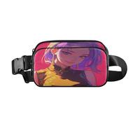 Cunning Asian Girls Hpt Pink Trendy Fanny Waist Pack for Women Men Teenagers Small Sling Chest Bag with Adjustable Strap for Travel Shopping Running, Aesthetic Fighting Fish, One Size