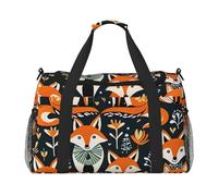 Cunning Fox Print Travel Duffel Bag for Men & Women, Foldable Travel Bags and Spacious Weekender Tote Bag for Storage Toiletry Luggage Personal Item, Black, L