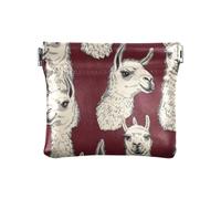 Cunning Lamas Face Burgundy Fashion PU Leather Change Purse Cute Cash Coin Purse for Women guarda monedas para carro