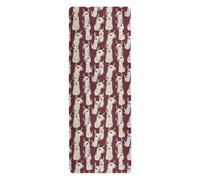 Cunning Lamas Face Burgundy hot yoga mat towel for floor printed, non slip, hot yoga towel mat with bag for carrying tapete para ejercicio 71x26 inches