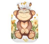 Cunning Rhinopithecus White Cute hot Water Bottle with Soft Cover, 2L Warm Water Bottle for Bed for Hot and Cold Therapies, Hand Feet Warmer, Bolsa Caliente para Dolores Menstrual