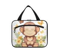 Cunning Rhinopithecus White Hanging Large Capacity Travel Cosmetic Bag with Hook, Designer Unisex Make up Bags for Traveling Women Bathroom bolso Viajero para Mujer L