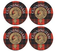 Cunningham Scottish Clan Family Name Round Cork Backed Coasters Set of 4