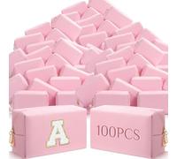 Cunno 100 Pcs Aesthetic Makeup Bags Bulk PU Leather Cosmetic Pouches DIY Toiletry Bags Preppy Makeup Pouch Travel Storage Organizer for Women Travel Party Gift, Pink